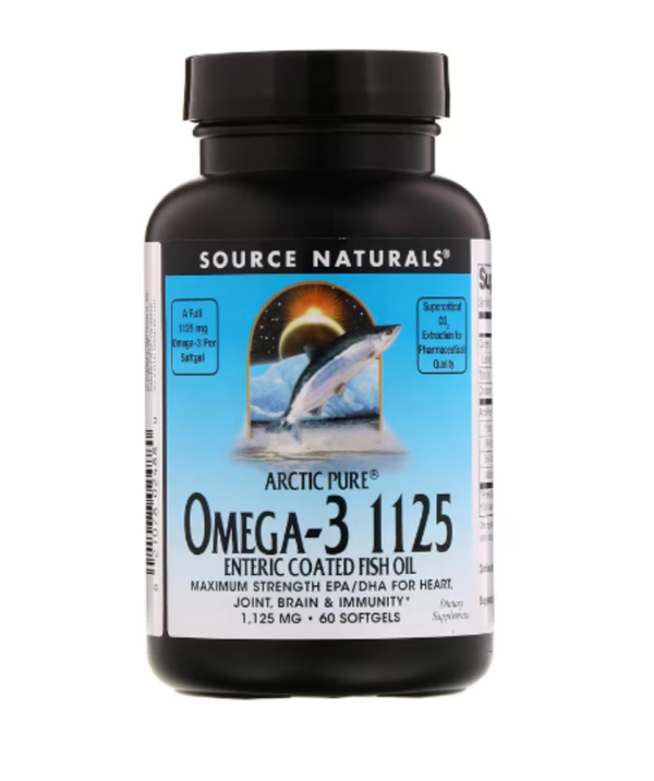 Source Naturals, Arctic Pure, Omega-3 1125 Enteric Coated Fish Oil, 1,125 mg, 60 Softgels