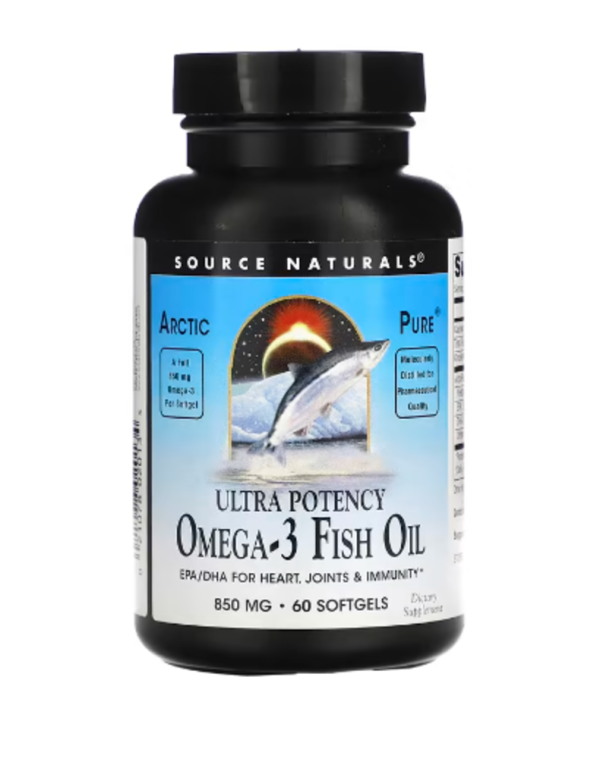 Source Naturals, Arctic Pure, Omega-3 Fish Oil, Ultra Potency, 850 mg, 60 Softgels