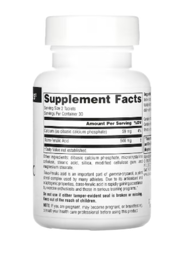 Source Naturals, Athletic Series, Trans-Ferulic Acid, 250 mg, 60 Tablets