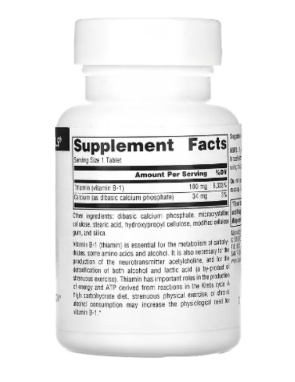 Source Naturals, B-1, Thiamin, 100 mg, 100 Tablets