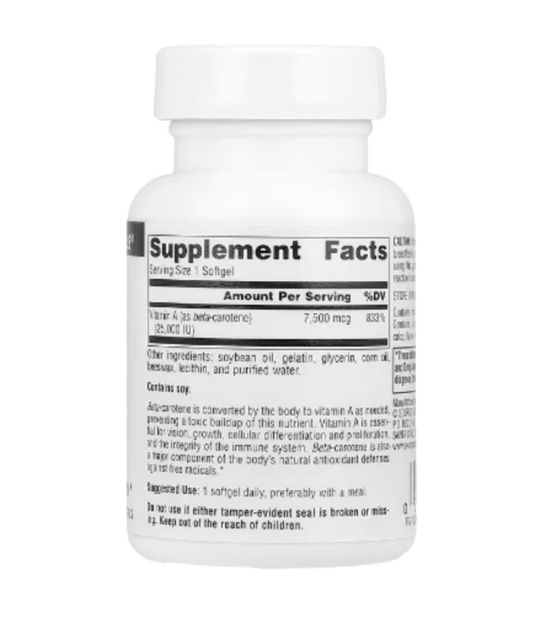 Source Naturals, Beta Carotene , 7,500 mcg (25,000 IU), 100 Softgels