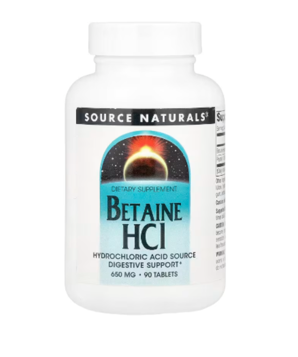 Source Naturals, Betaine HCI, 650 mg, 90 Tablets