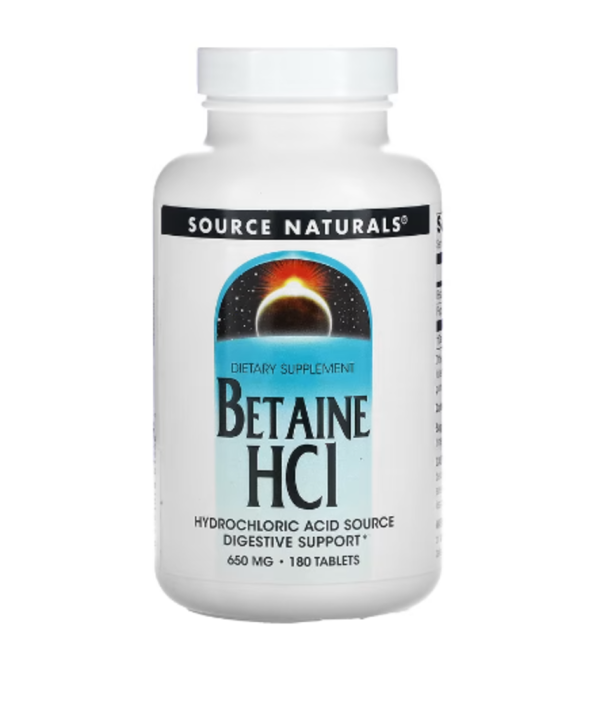 Source Naturals, Betaine HCl, 650 mg, 180 Tablets