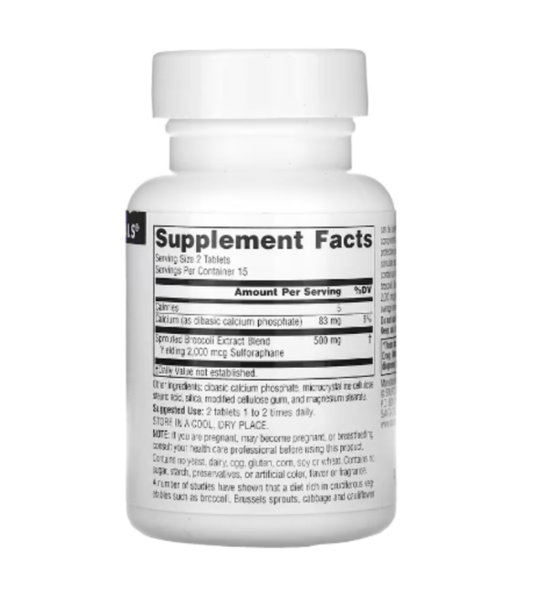 Source Naturals, Broccoli Sprouts Extract, 500 mg, 30 Tablets (250 mg per Tablet)