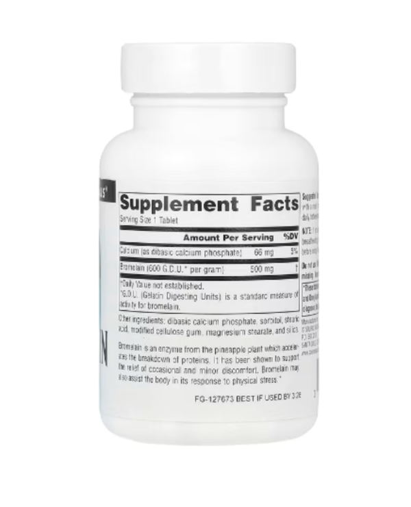 Source Naturals, Bromelain 600 GDU/Gram, 500 mg, 60 Tablets