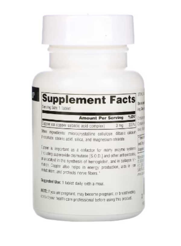 Source Naturals, Copper Sebacate, 22 mg, 120 Tablets