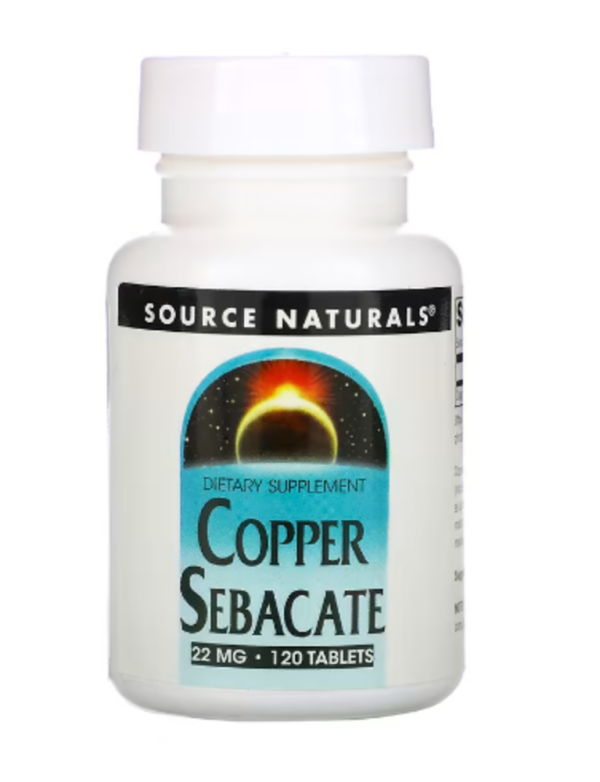 Source Naturals, Copper Sebacate, 22 mg, 120 Tablets