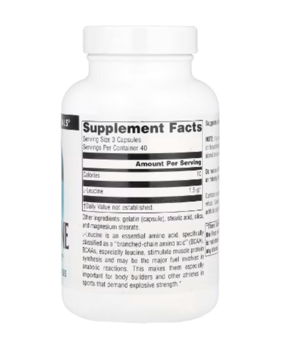 Source Naturals, Free-Form L-Leucine , 1,500 mg , 120 Capsules (500 mg Per Capsule)