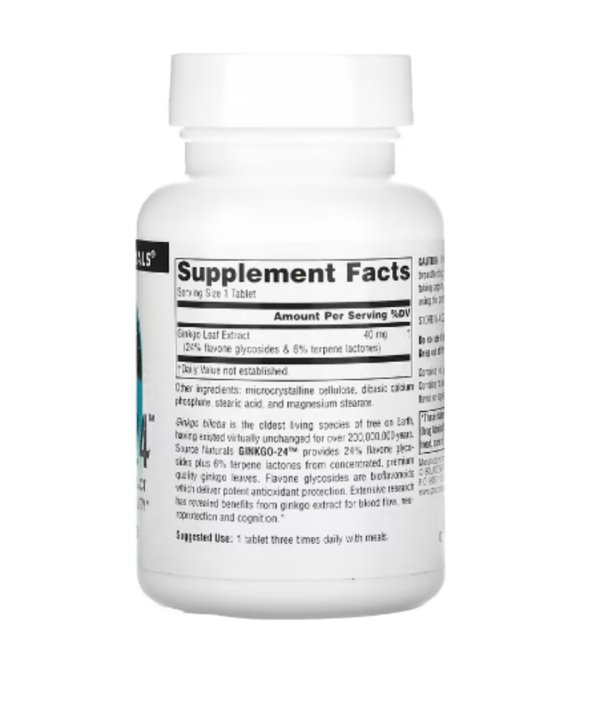 Source Naturals, Ginkgo-24, 40 mg, 120 Tablets