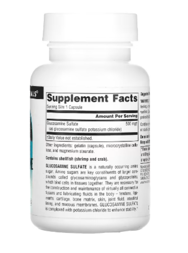 Source Naturals, Glucosamine Sulfate, Sodium Free, 500 mg, 60 Capsules