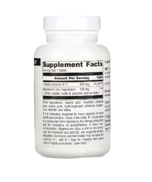 Source Naturals, High Potency B-1, 500 mg, 100 Tablets