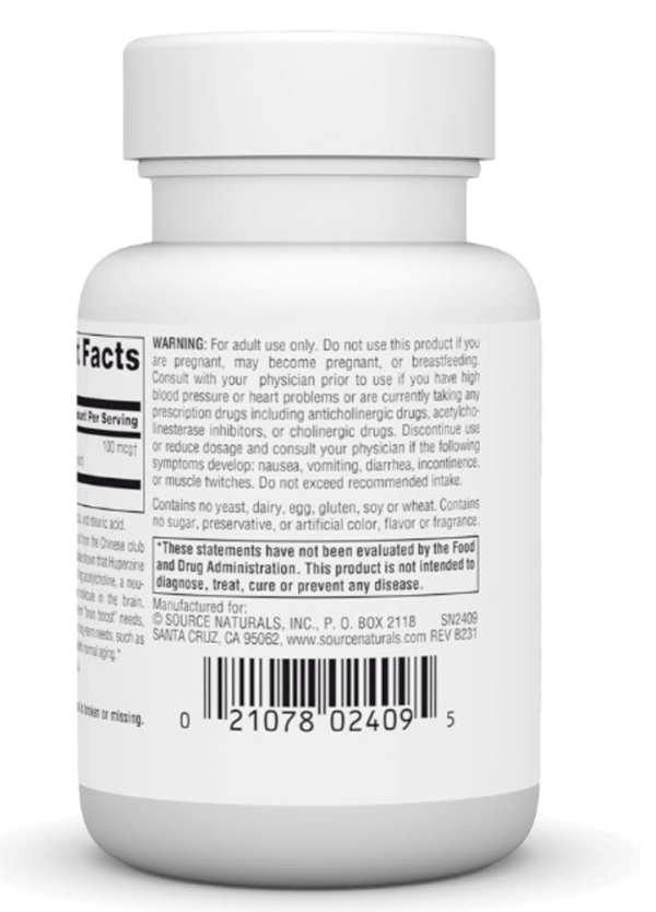 Source Naturals Huperzine A -- 100 mcg - 60 Tablets