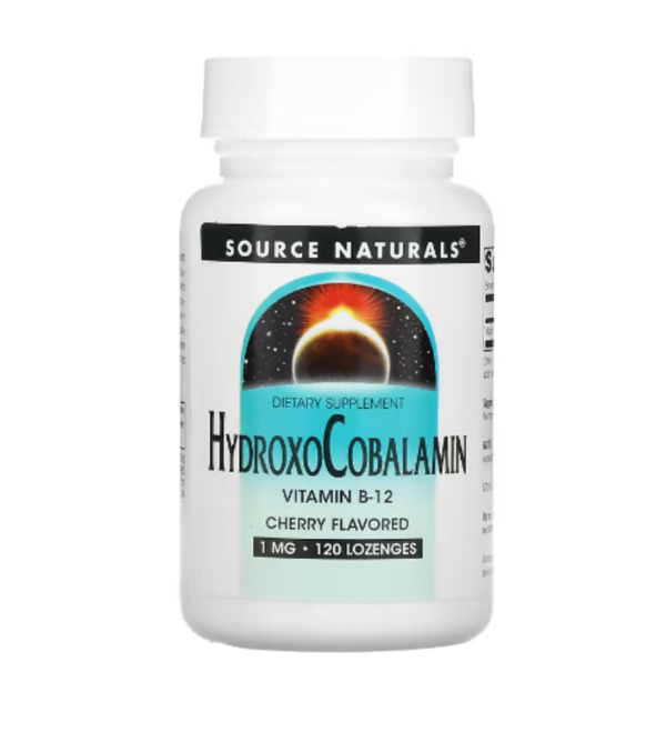 Source Naturals, HydroxoCobalamin, Vitamin B12, Cherry , 1 mg, 120 Lozenges