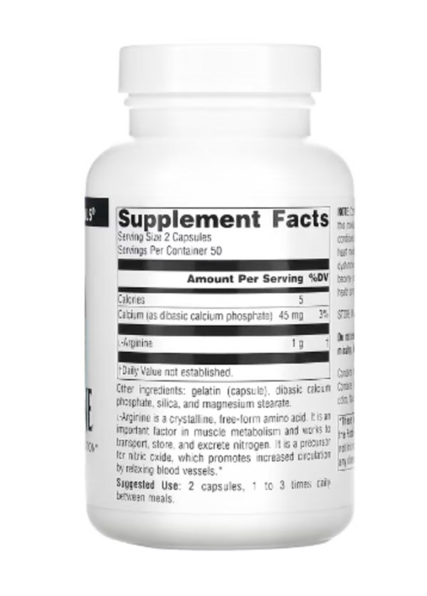 Source Naturals, L-Arginine, Free Form, 500 mg, 100 Capsules