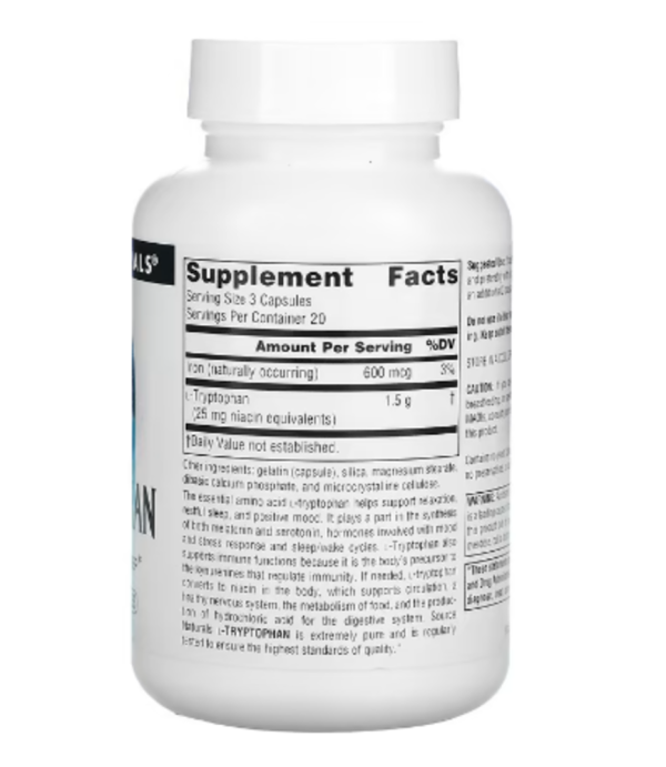 Source Naturals, L-Tryptophan, 500 mg, 60 Capsules