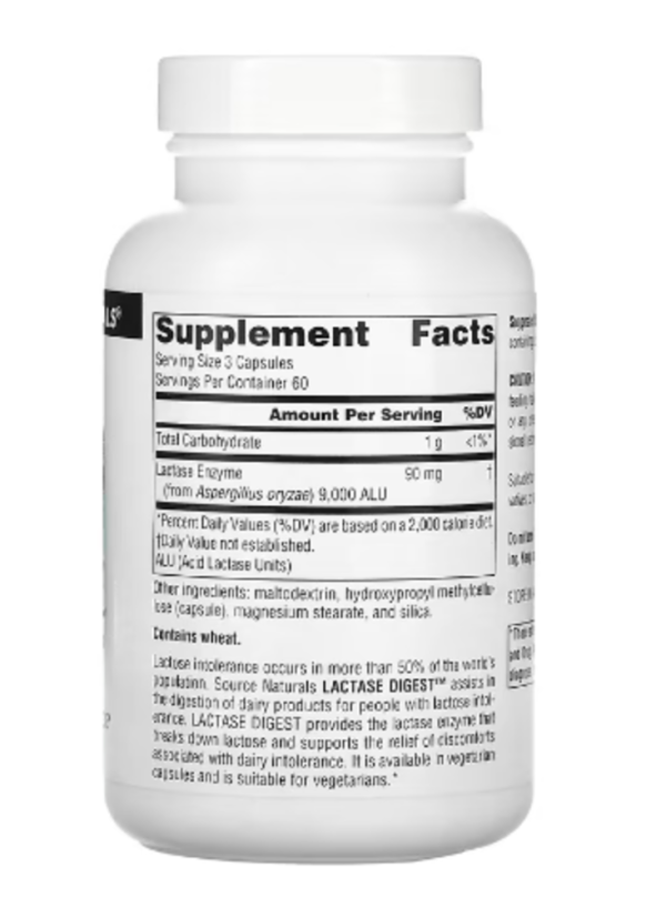 Source Naturals, Lactase Digest, 180 Capsules