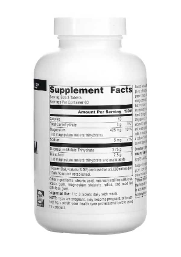 Source Naturals, Magnesium Malate, 3,750 mg, 180 Tablets (1,250 mg per Tablet)