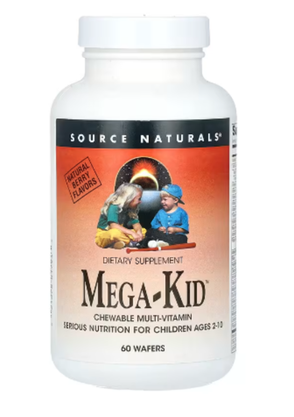 Source Naturals, Mega-Kid, Chewable Multi-Vitamin, Ages 2-10, Natural Berry, 60 Wafers