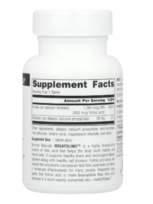Source Naturals, MegaFolinic, 800 mcg, 120 Tablets