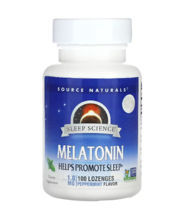 Source Naturals, Melatonin, Peppermint, 1 mg, 100 Lozenges