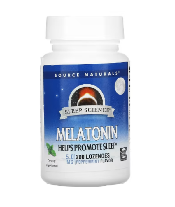 Source Naturals, Melatonin, Peppermint, 5 mg, 200 Lozenges