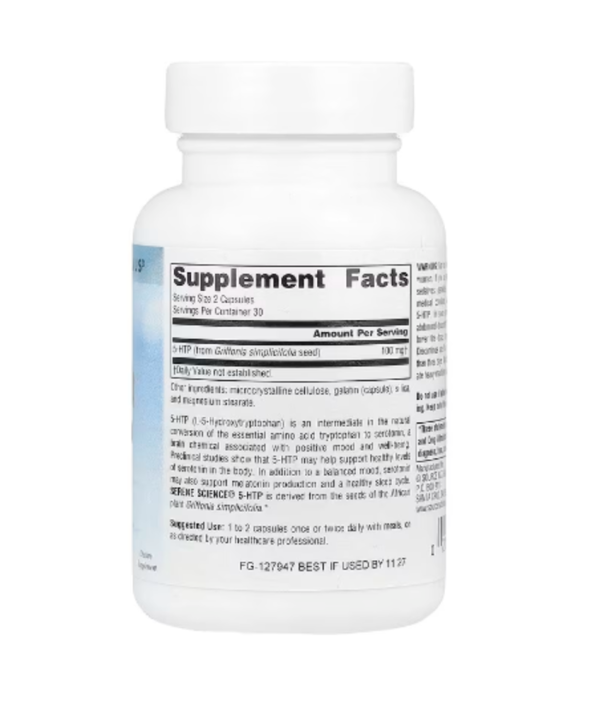 Source Naturals, Serene Science®, 5-HTP, 100 mg, 60 Capsules (50 mg per Capsule)