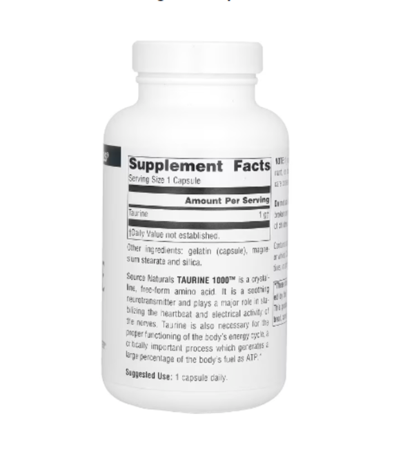 Source Naturals, Taurine 1000, 1,000 mg, 120 Capsules