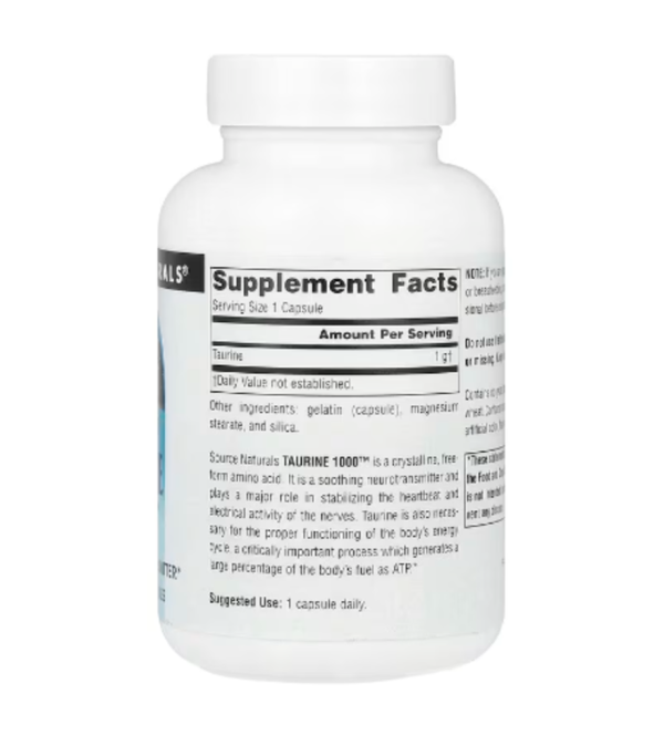 Source Naturals, Taurine 1000™, 1,000 mg, 60 Capsules