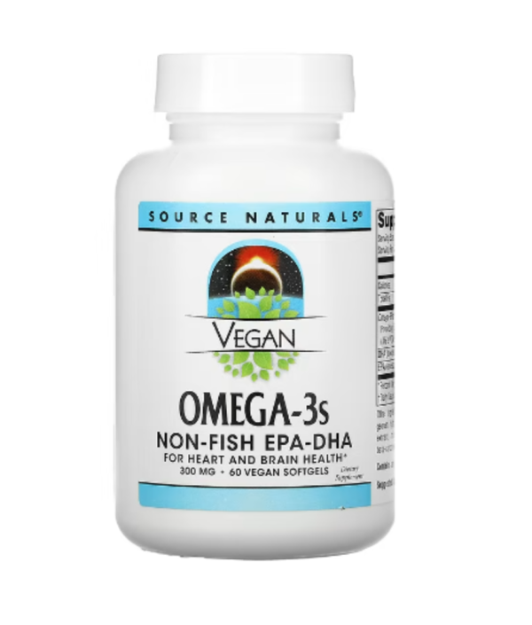 Source Naturals, Vegan Omega-3S, Non-Fish EPA-DHA, 300 mg, 60 Vegan Softgels