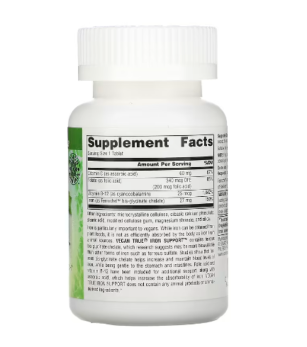 Source Naturals, Vegan True, Iron Support, 180 Tablets