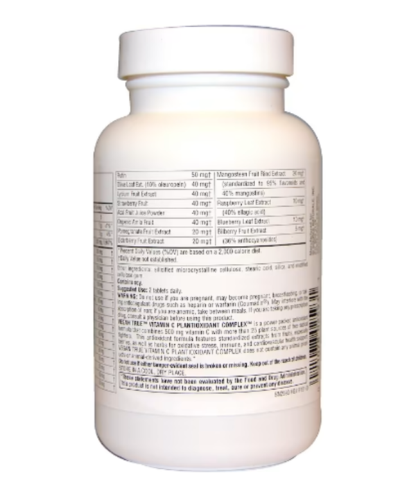 Source Naturals, Vegan True, Vitamin C, Plantioxidant Complex, 60 Tablets