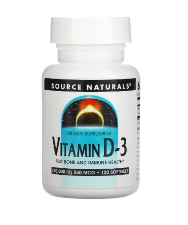 Source Naturals, Vitamin D-3, 10,000 IU (250 mcg), 120 Softgels