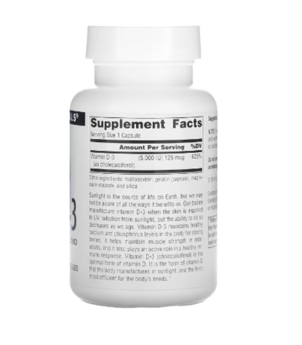 Source Naturals, Vitamin D-3, 125 mcg (5,000 IU), 120 Capsules