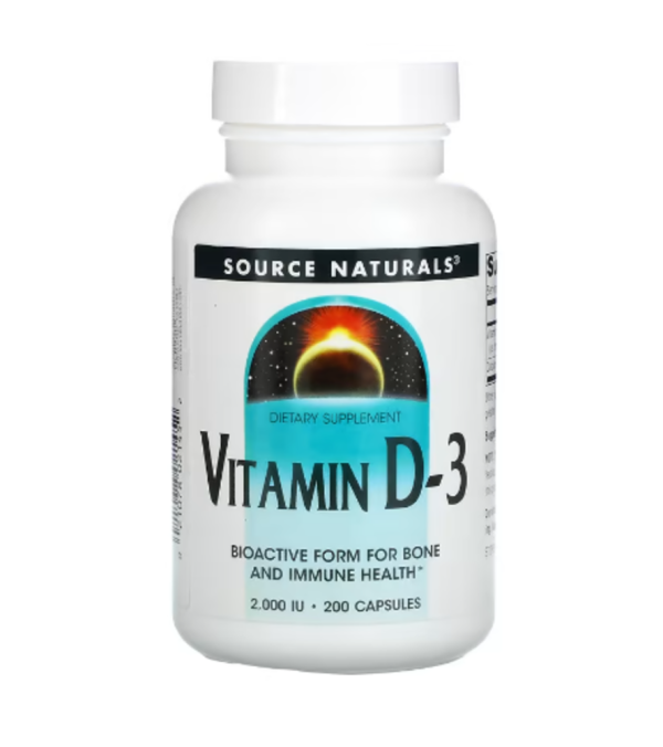 Source Naturals, Vitamin D-3, 2,000 IU, 200 Capsules
