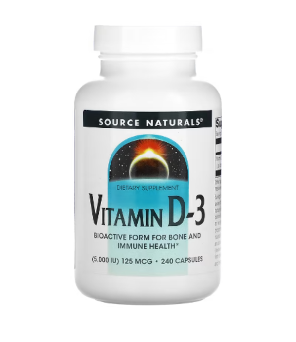 Source Naturals, Vitamin D-3, 5,000 IU (125 mcg), 240 Capsules