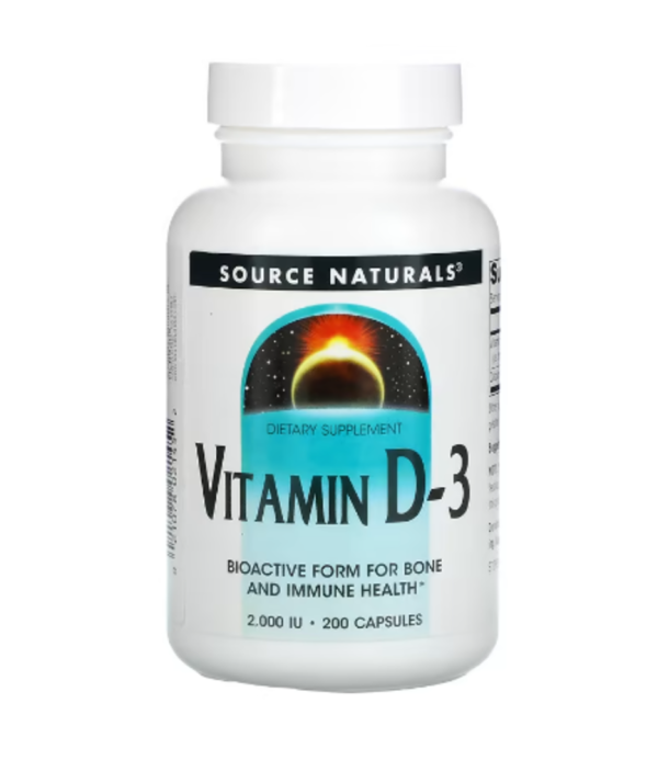 Source Naturals, Vitamin D-3, 50 mcg (2,000 IU), 200 Capsules