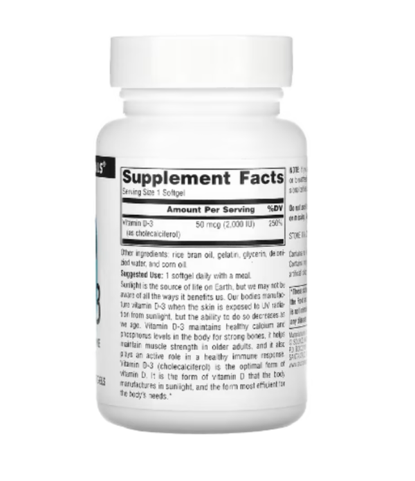 Source Naturals, Vitamin D-3, 50 mcg (2,000 IU), 200 Softgels