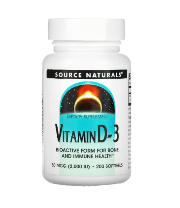 Source Naturals, Vitamin D-3, 50 mcg (2,000 IU), 200 Softgels