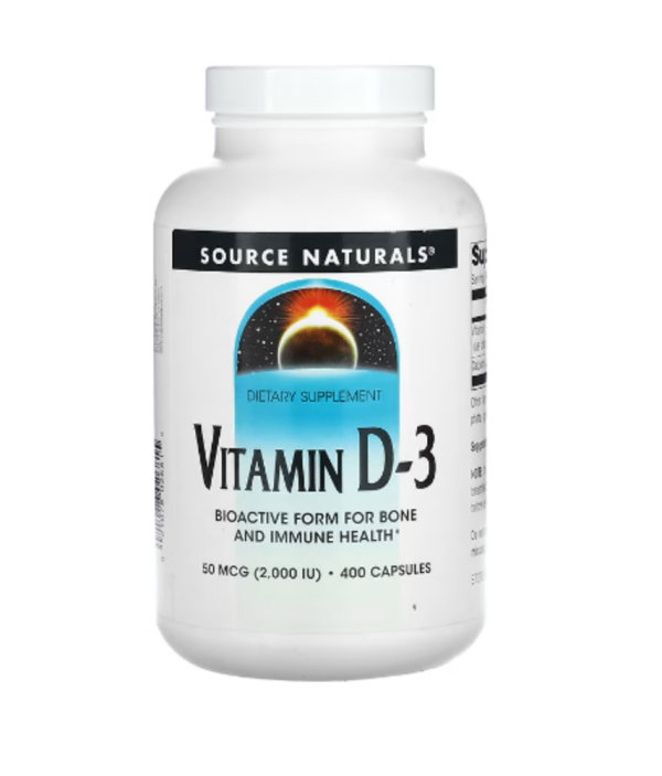 Source Naturals, Vitamin D-3, 50 mcg (2,000 IU), 400 Capsules