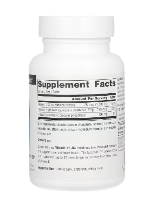 Source Naturals, Vitamin K2 + D3, 60 Tablets