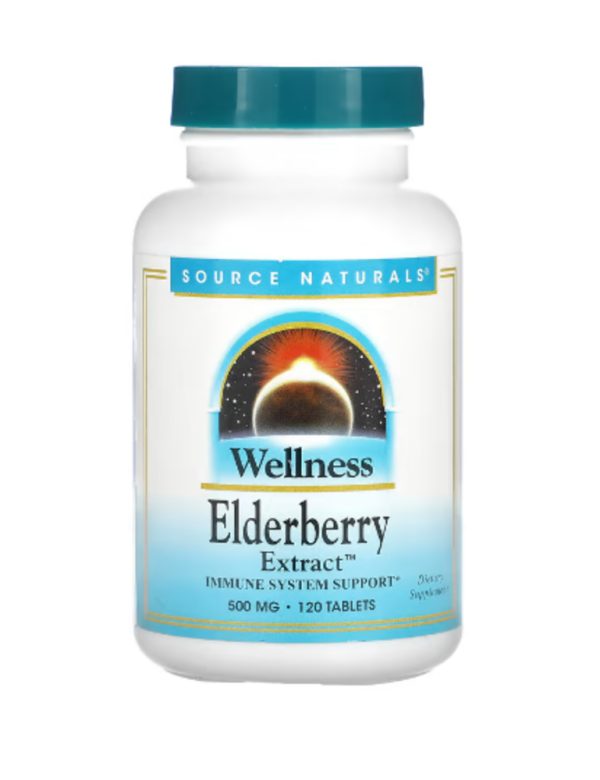 Source Naturals, Wellness, Elderberry Extract, 500 mg, 120 Tablets (166 mg per Tablet)