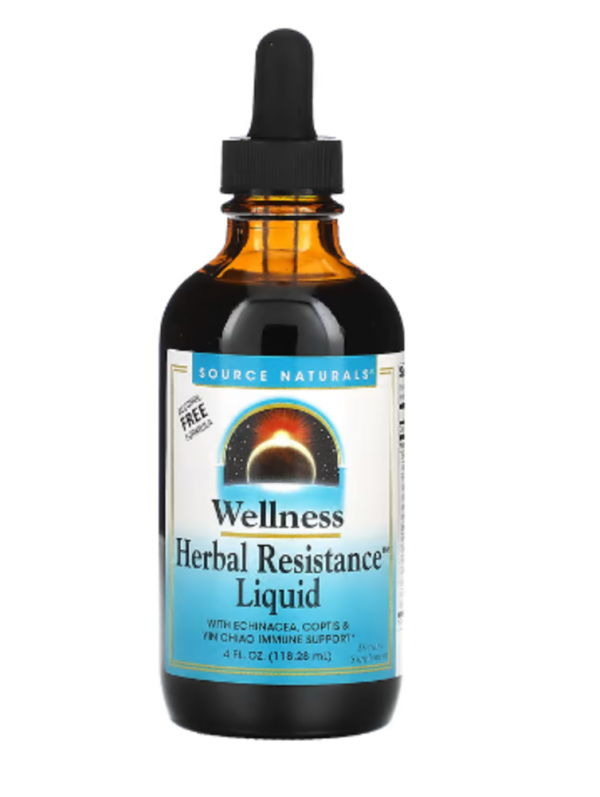 Source Naturals, Wellness, Herbal Resistance Liquid with Echinacea, Coptis & Yin Chiao, Alcohol Free, 4 fl oz (118.28 ml)