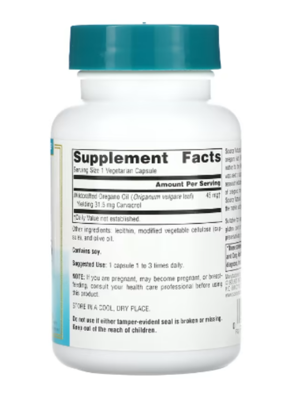 Source Naturals, Wellness, Oil of Oregano, 60 Vegetarian Capsules