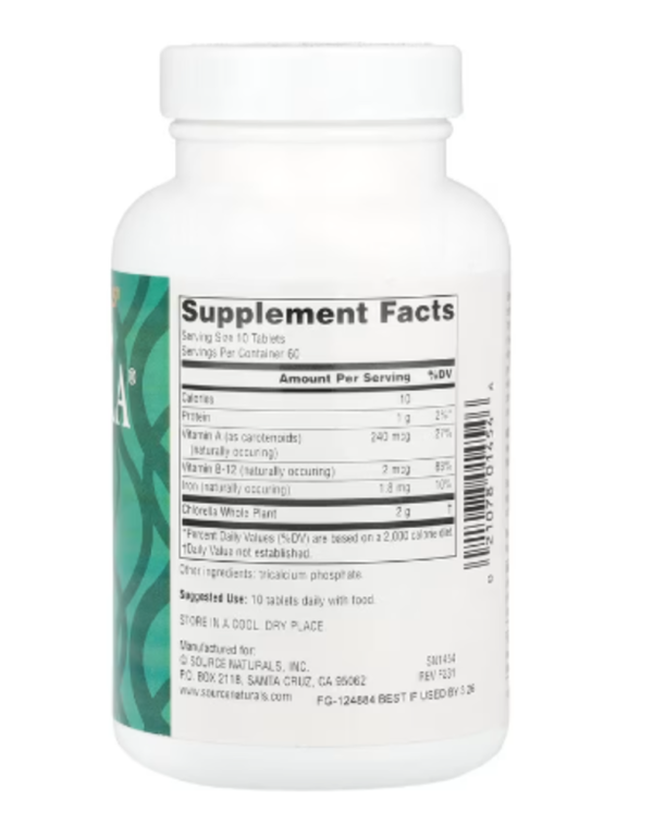 Source Naturals, Yaeyama Chlorella, 200 mg, 600 Tablets
