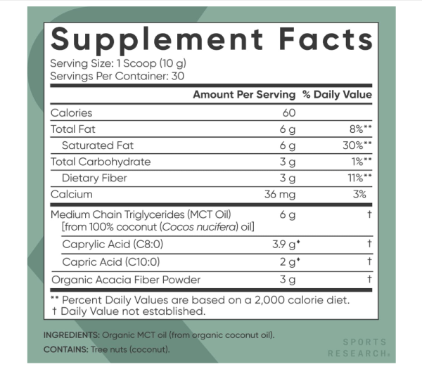 Sports Research, Organic MCT Oil Powder, 10.6 oz (300 g)