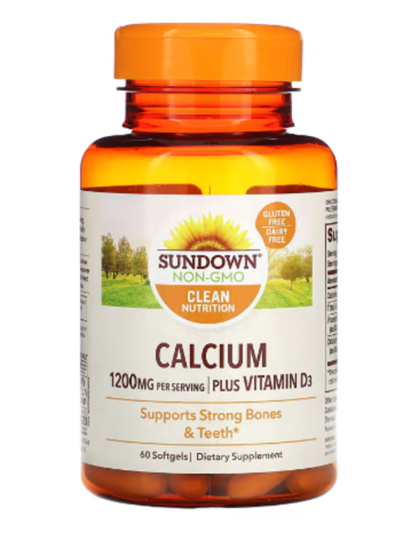 Sundown Naturals, Calcium, Plus Vitamin D3, 1,200 mg, 60 Softgels (600 mg per Softgel)