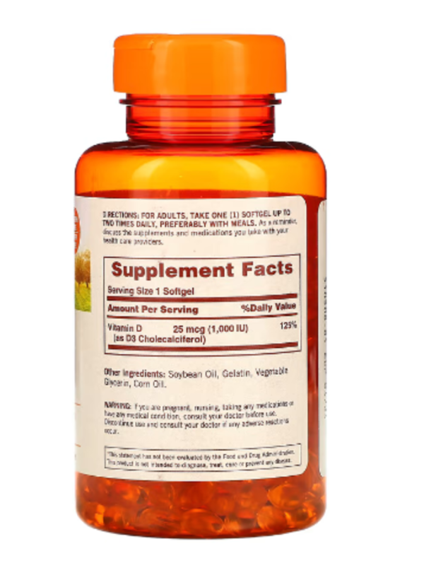 Sundown Naturals, Vitamin D3, 25 mcg (1,000 IU), 400 Softgels