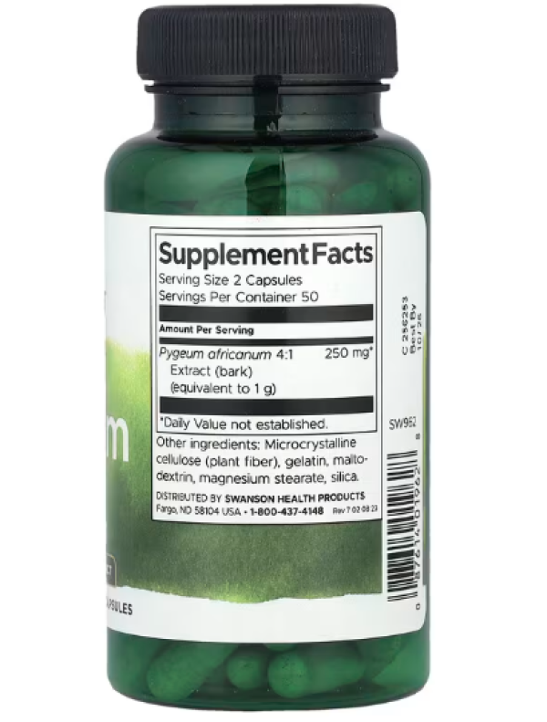 Swanson, Pygeum, 250 mg, 100 Capsules (125 mg Per Capsule)