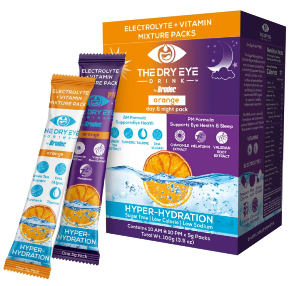 The Dry Eye Drink Ultimate Hydration for Dry Eyes (Orange AM/PM) 5g x 20