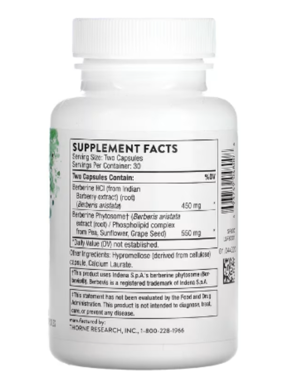 Thorne, Berberine, 1,000 mg, 60 Capsules (500 mg per Capsule)